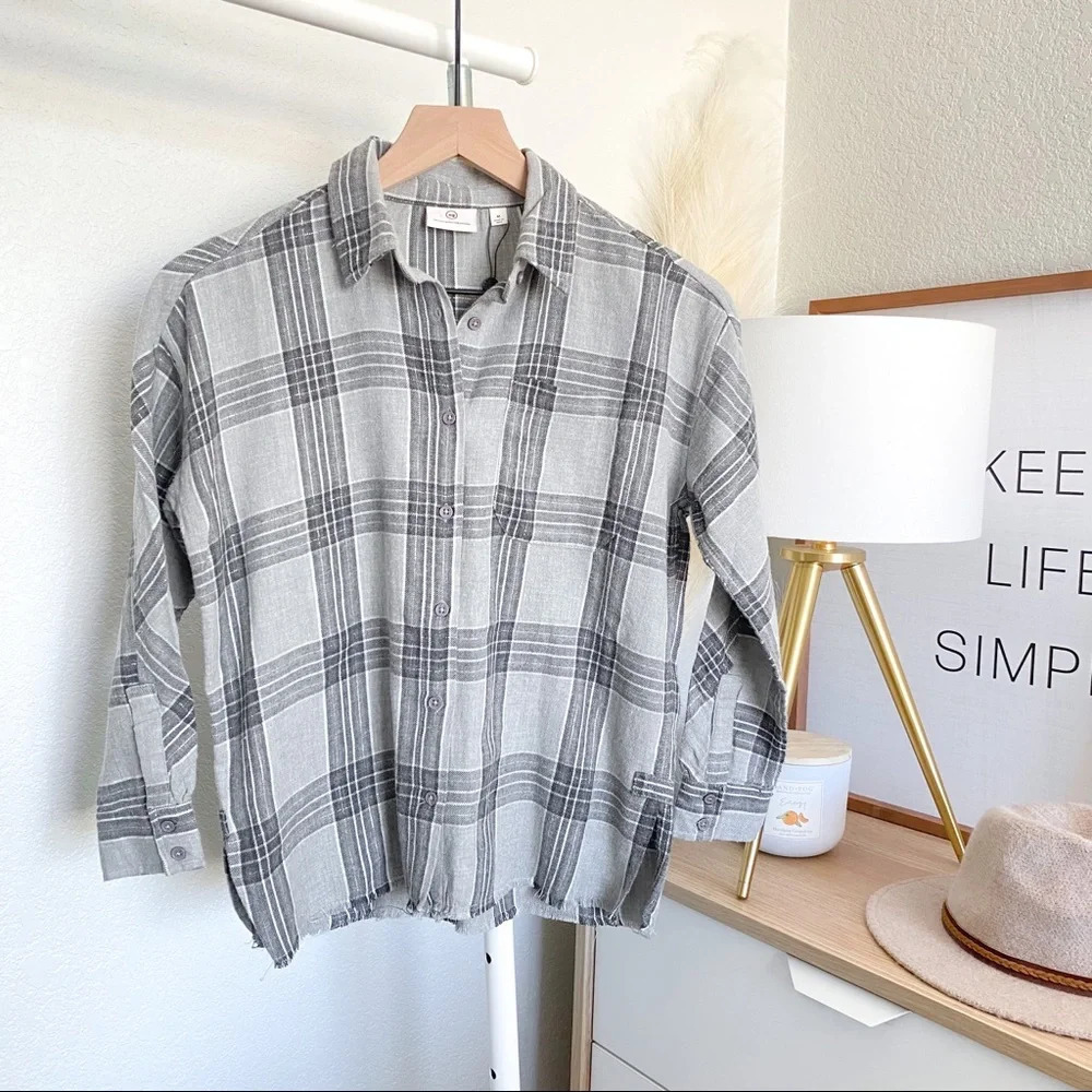 AG Adriano Goldschmied Kids Gray Gold Flannel Top - Picture 2 of 16